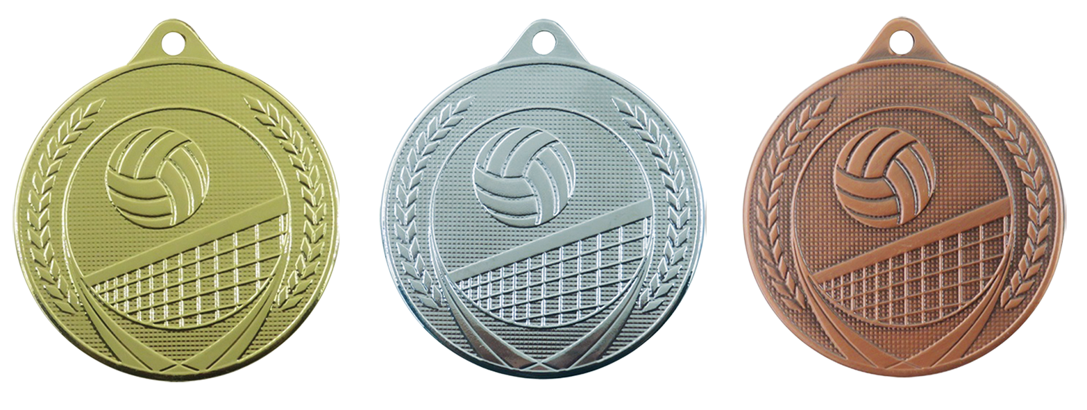 Volleybal ME617 Medaille Ø 50 mm goud-zilver-brons Compleet